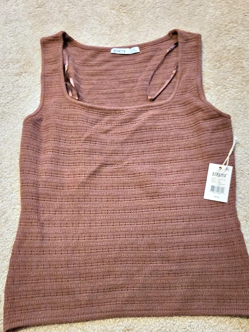 Devoted Textured Knit Tank Top in Taupe Size Medium NWT